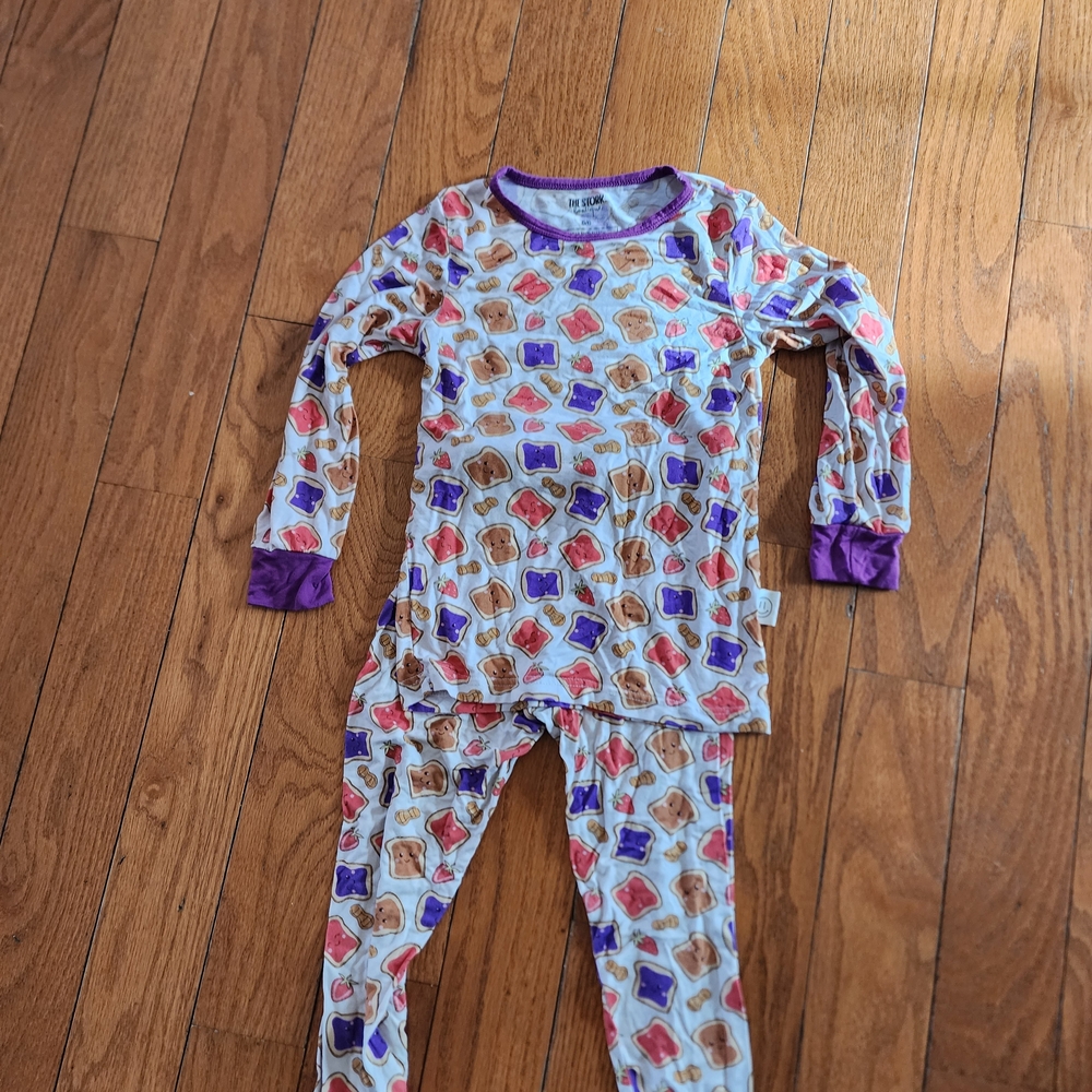 Cozy Snack-Themed Kids Pajama Set with Purple Accents